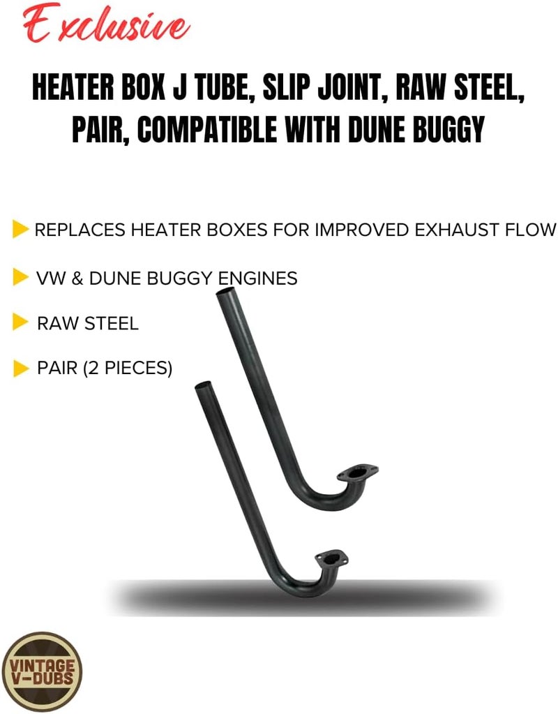 EMPI Heater Box J Tube, Slip Joint, Raw Steel, Pair, Compatible with Dune Buggy - Image 3